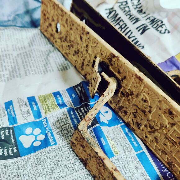 Antique Ornate Cast Iron Door Pulls 3"X12" Inlay Art Deco Style - Picture 5 of 9